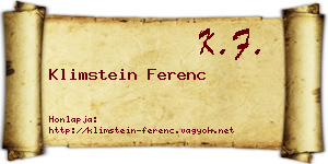 Klimstein Ferenc névjegykártya