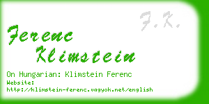 ferenc klimstein business card